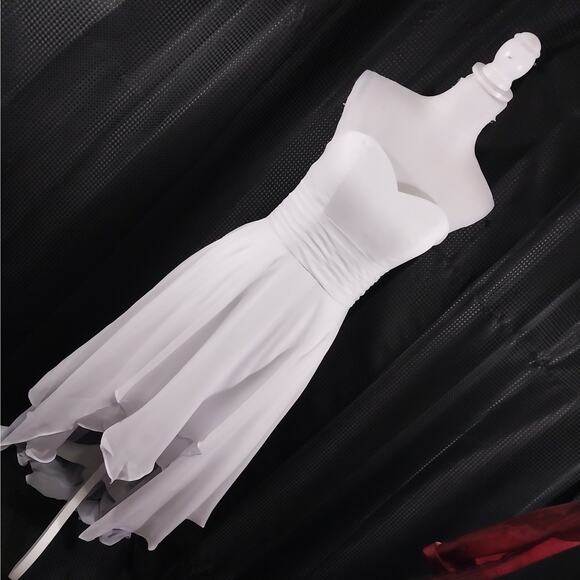 NWT! STUNNING PURE WHITE CHIFFON STRAPLESS GOWN! WEDDING, PROM! SZ XS - Picture 13 of 13
